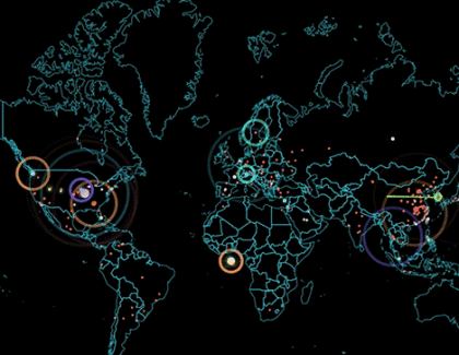 Mappa interattiva delle cyberguerre in tempo reale