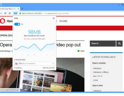 Opera integra la vpn