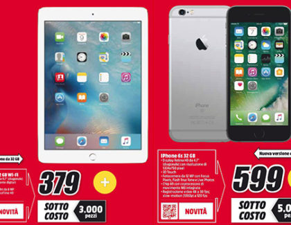 iPhone 6S 32GB a 599€ e iPad Air 2 a 379€ da Mediaworld in promozione