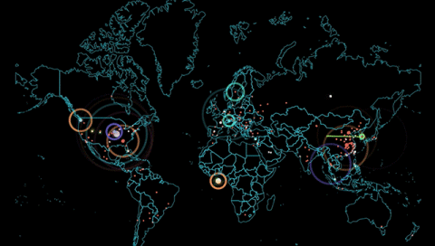 Mappa interattiva delle cyberguerre in tempo reale
