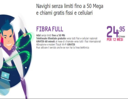 Tiscali: al via la nuova offerta in fibra ottica per internet superveloce fino a 50 MB