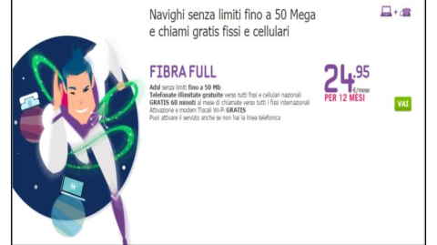 Tiscali: al via la nuova offerta in fibra ottica per internet superveloce fino a 50 MB