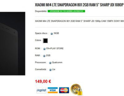 Xiaomi Mi4 LTE a 149€ con spedizione dall’Italia