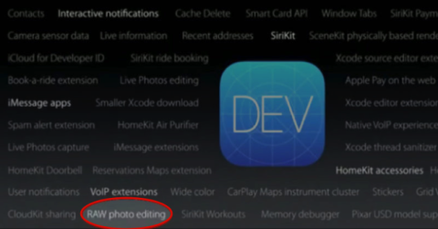 iOS 10 modifica foto in formato RAW