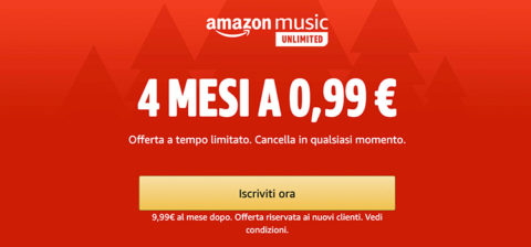 Amazon Music Unlimited a soli 0,99 euro per 4 mesi